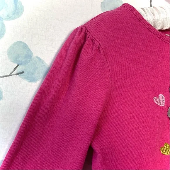 3 for $15 Jumping Beans Kids Pink Top Long Sleeve Shirt Monkey Gold Hearts Tee - Picture 7 of 9